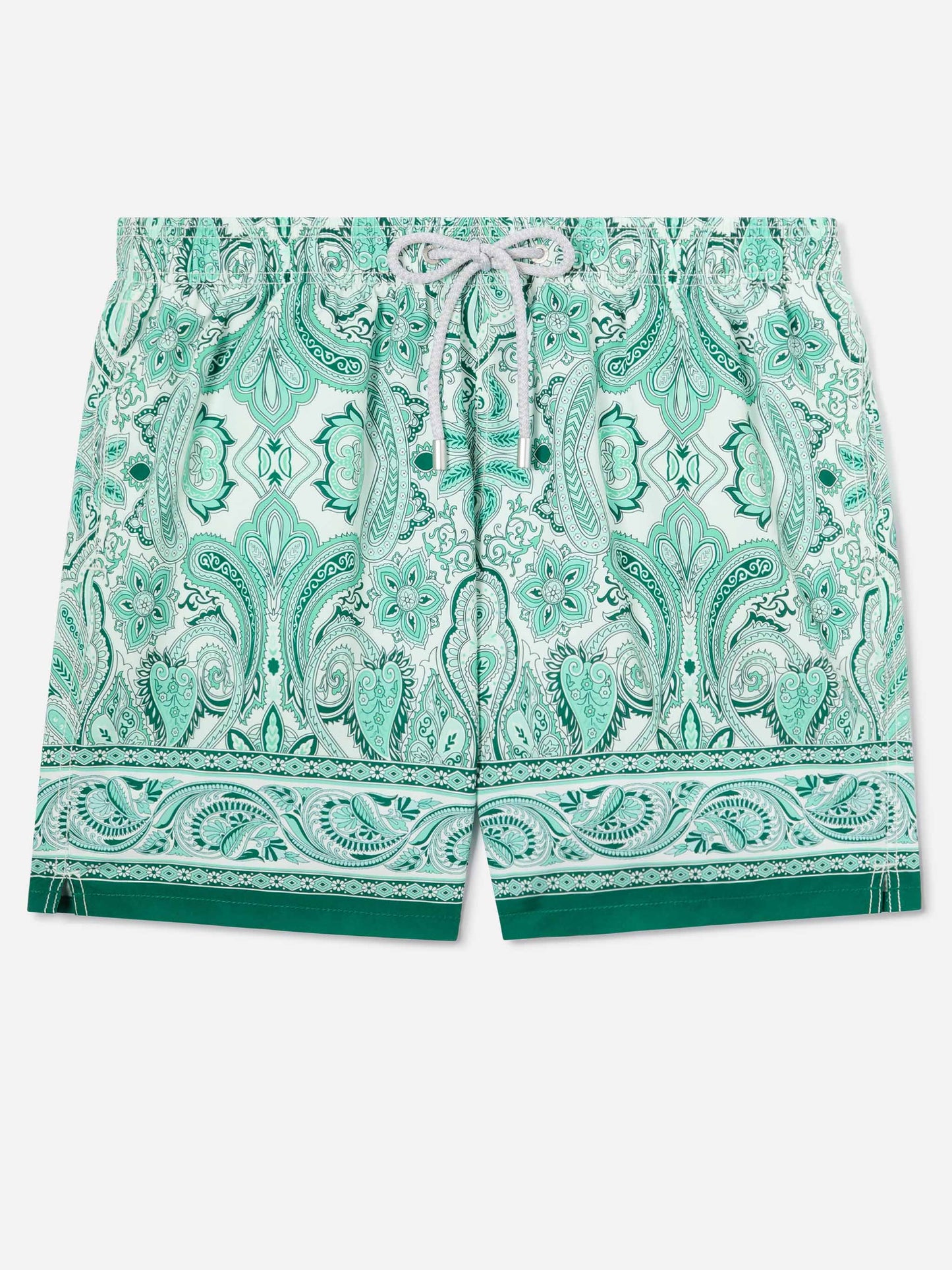 Gustavia-Badeshorts mit grünem Paisley-Print 