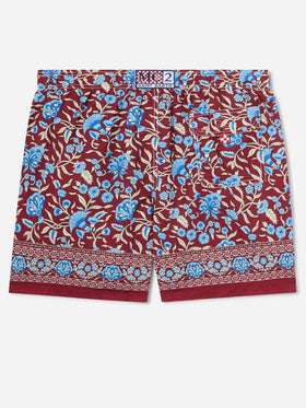 Gustavia bordeauxfarbene Badeshorts mit floralem Print 