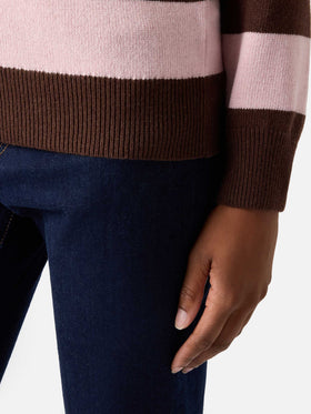 Pink Hadidy polo collar knit with stripes