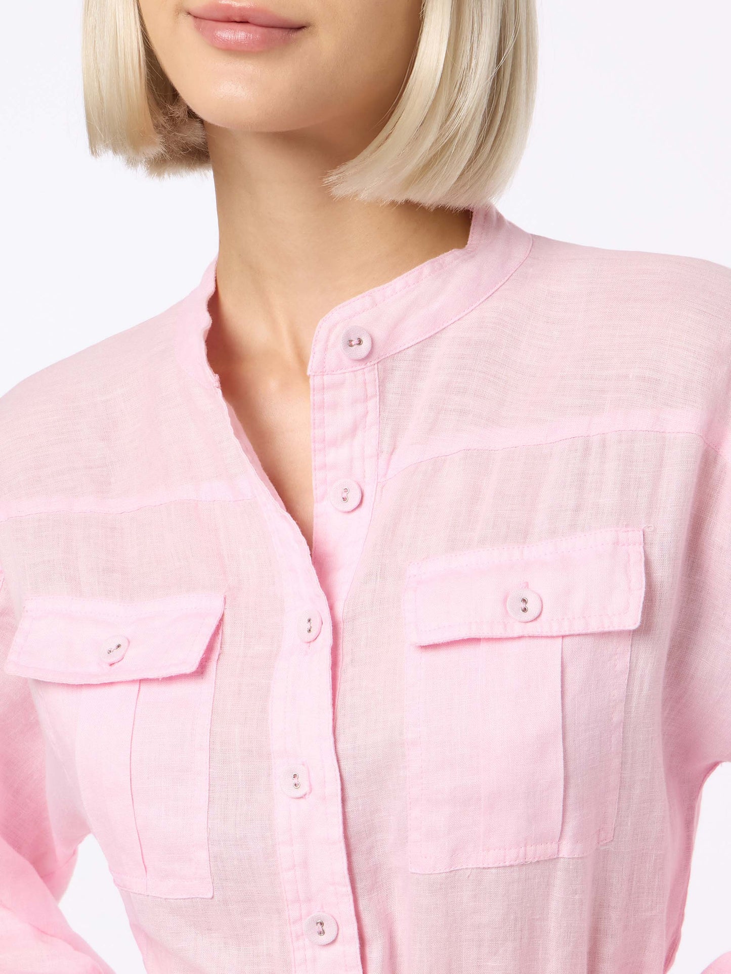 Woman pink linen playsuit Hanniel - MC2 Saint Barth