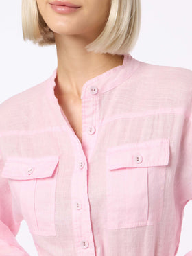Woman pink linen playsuit Hanniel - MC2 Saint Barth
