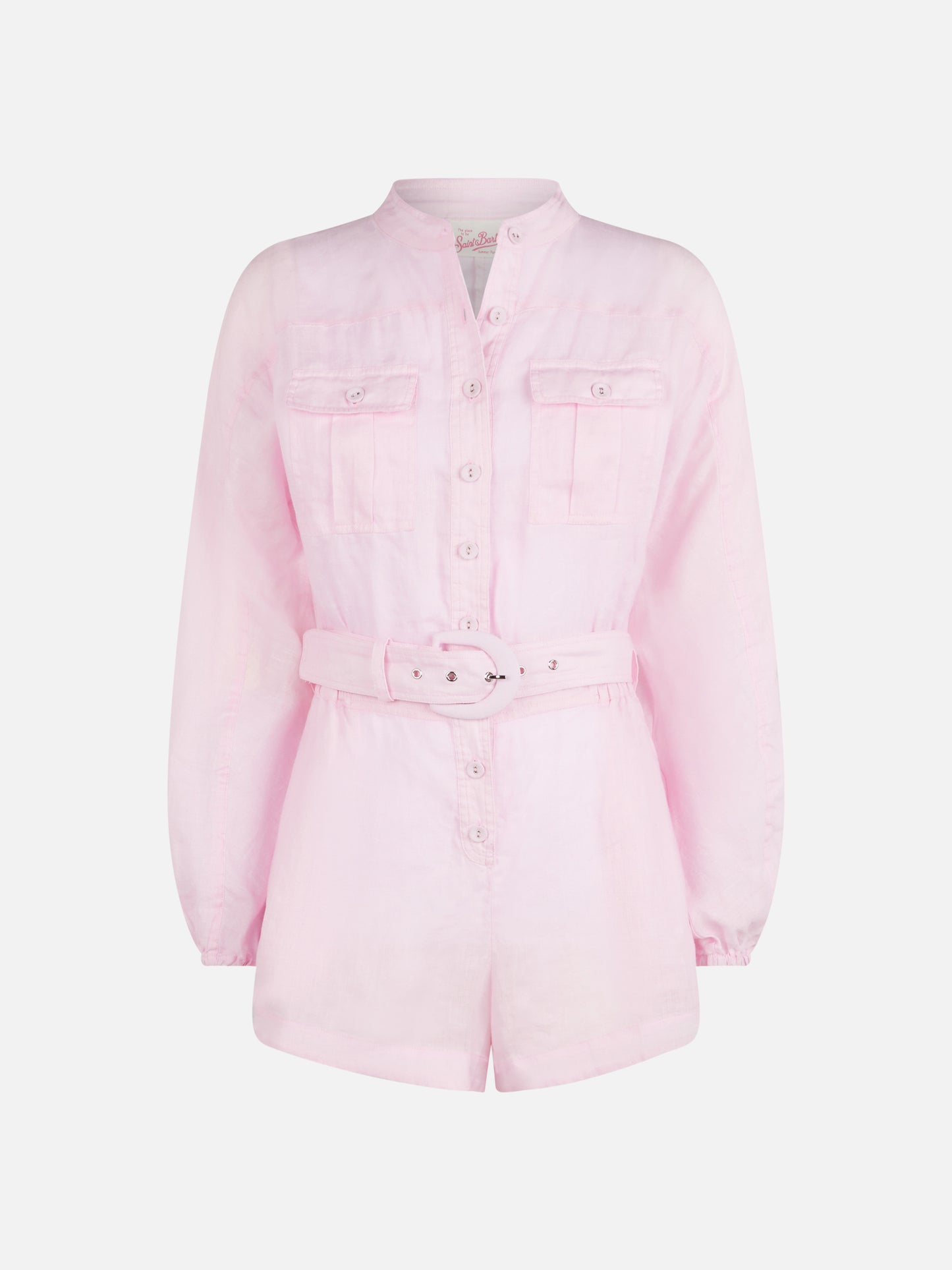 Woman pink linen playsuit Hanniel - MC2 Saint Barth