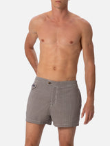 Man fitted cut swim shorts Harrys with pied de poule print