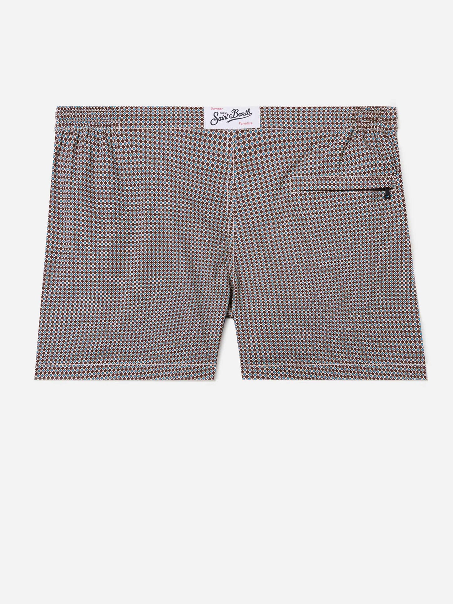 Harrys swim shorts with geometric print in brown
