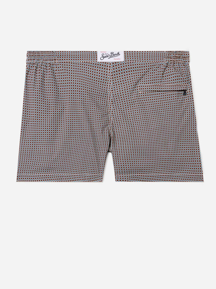 Harrys swim shorts with geometric print in brown