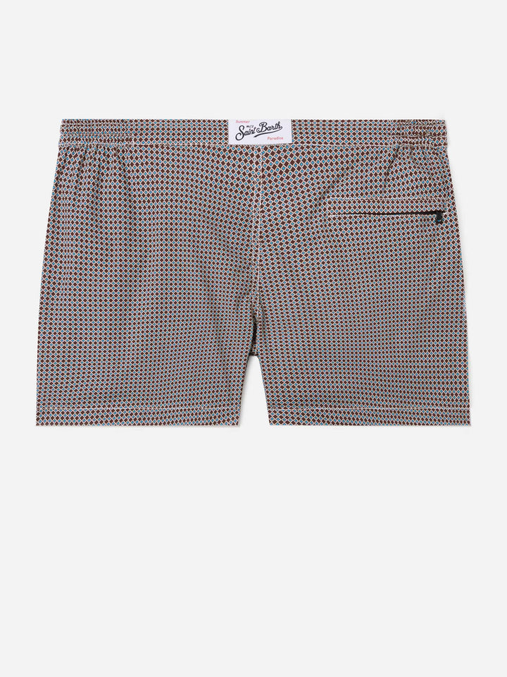 Harrys swim shorts with geometric print in brown