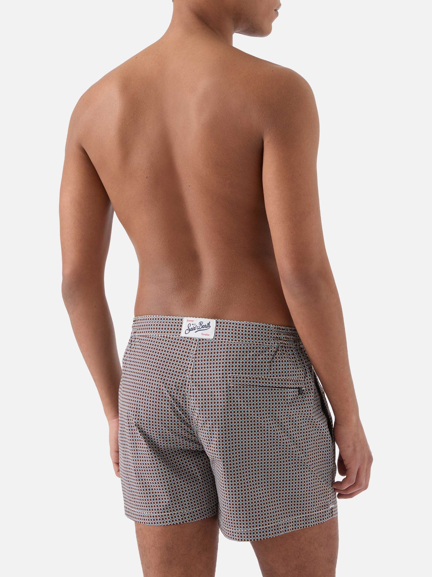 Harrys swim shorts with geometric print in brown