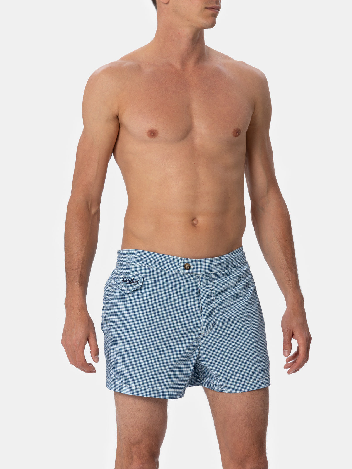 Man fitted cut swim shorts Harrys with gingham print