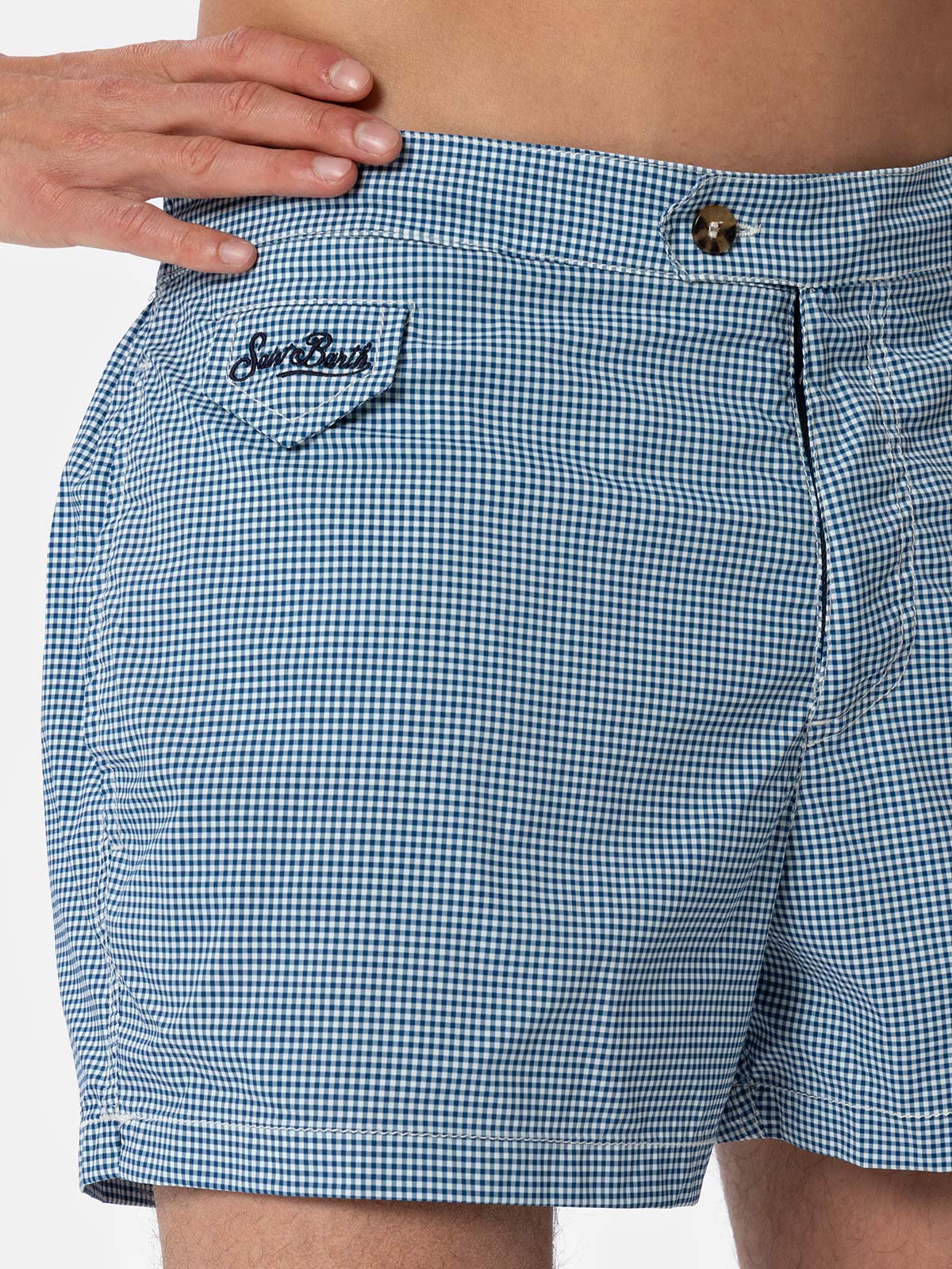 Man fitted cut swim shorts Harrys with gingham print