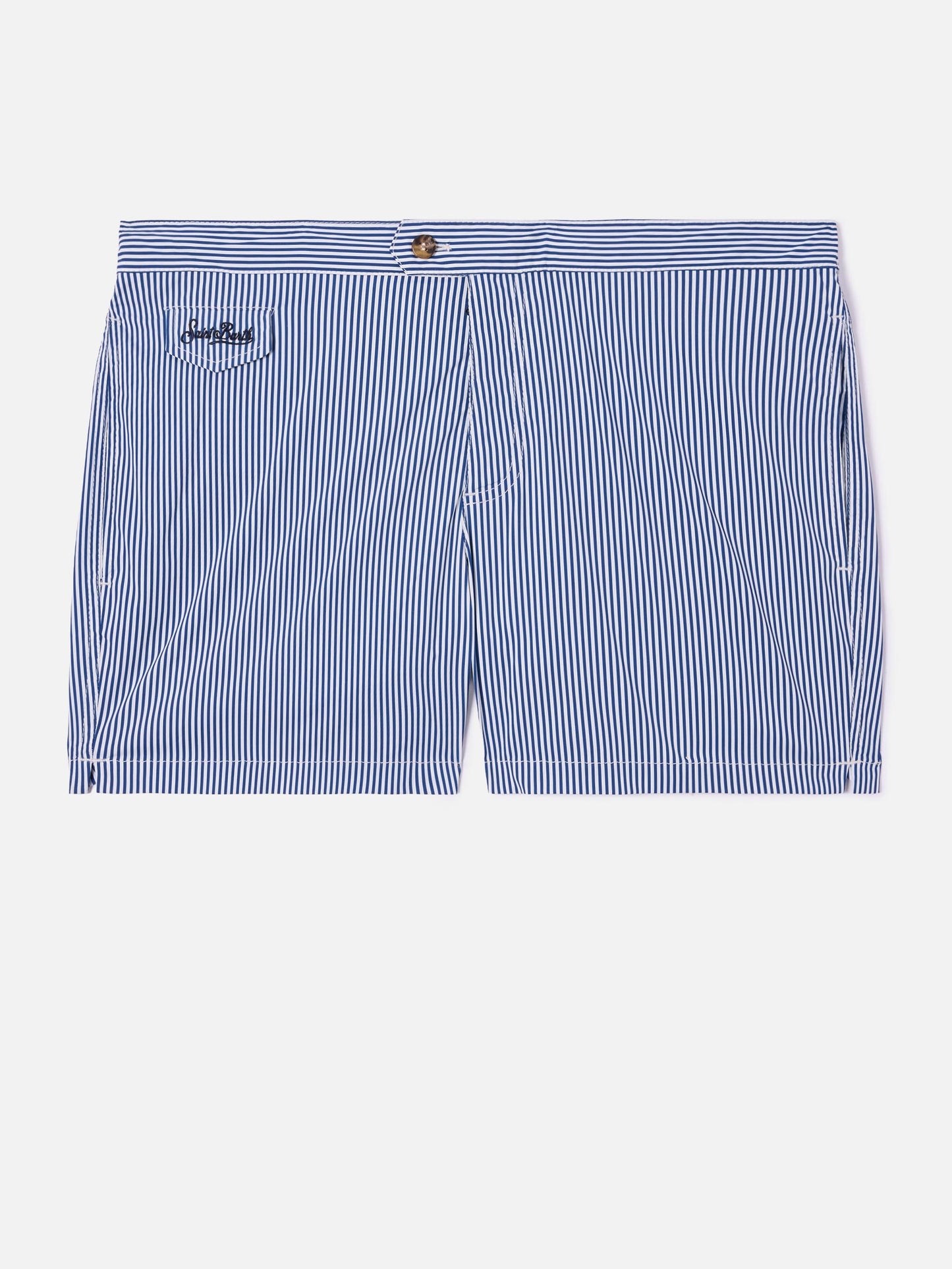 Harrys gestreifte Badeshorts in Blau und Weiß 