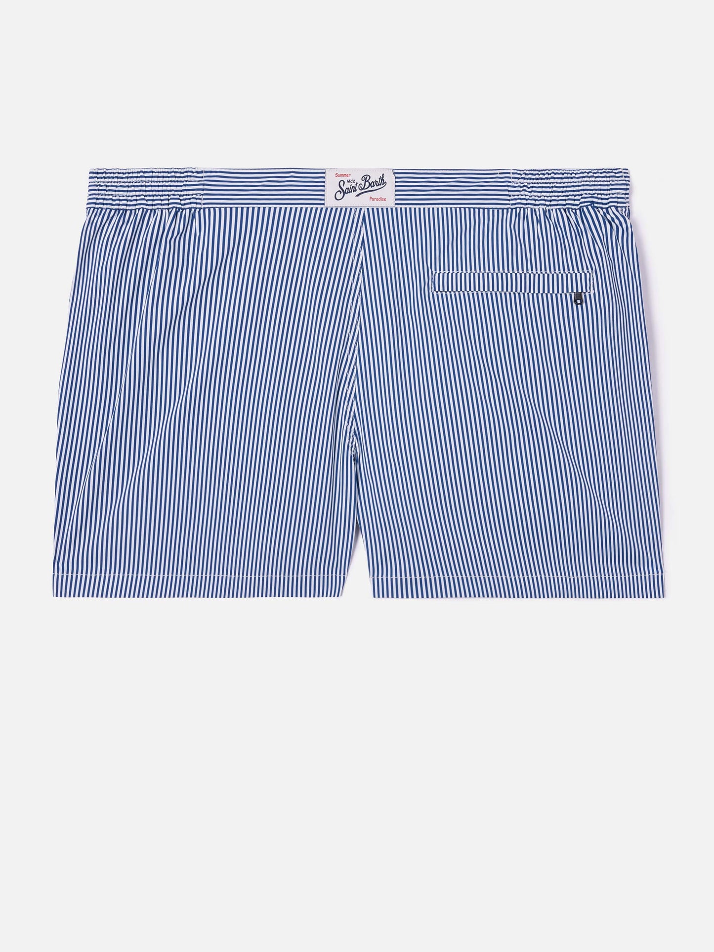 Harrys gestreifte Badeshorts in Blau und Weiß 