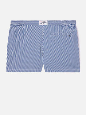 Harrys gestreifte Badeshorts in Blau und Weiß 