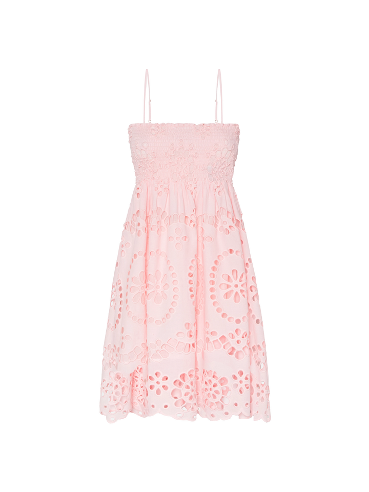 Hawa Sangallo Spitzenkleid mit gesmoktem, besticktem Mieder