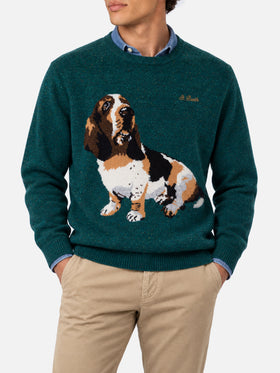 Suéter de cuello redondo Heron con jacquard de basset hound 
