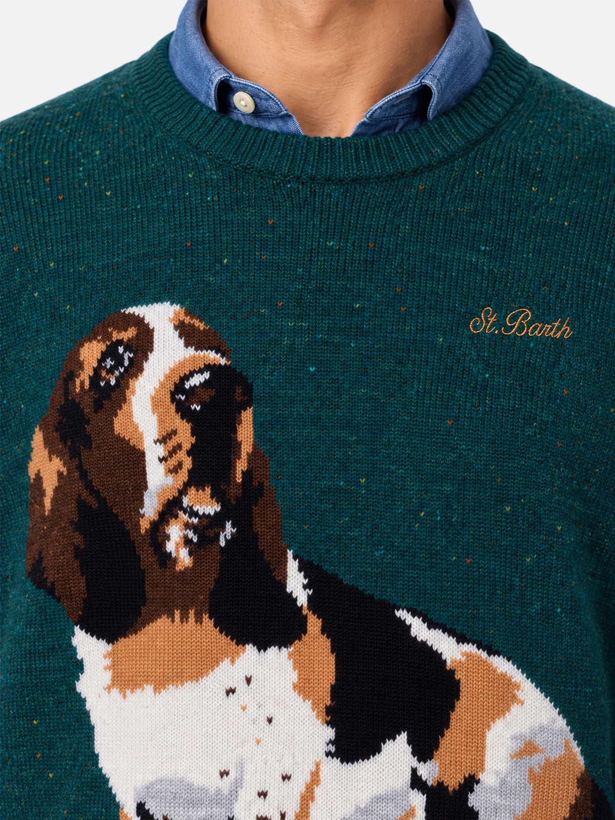 Suéter de cuello redondo Heron con jacquard de basset hound 