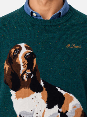 Suéter de cuello redondo Heron con jacquard de basset hound 