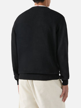 Schwarzer Heron-Pullover mit Rundhalsausschnitt und dem Jacquardmuster „Tequila life is a shot“