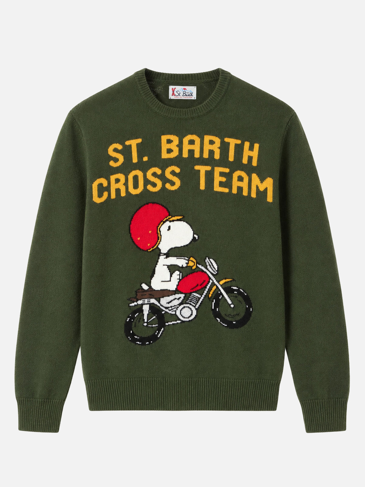 Military green Heron sweater with Snoopy jacquard | Special edition