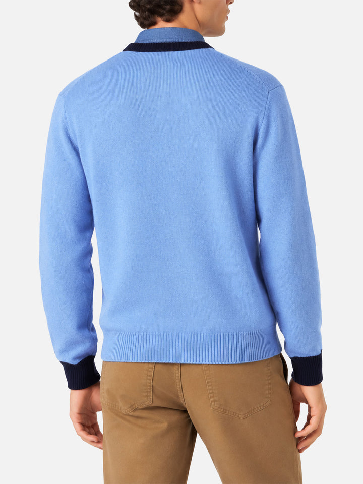 Dusty blue Heron sweater with Tequila à gogo embroidery