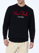 Maglione nero da uomo Heron con ricamo Vip Club Cortina | VIP CLUB CORTINA SPECIAL EDITION