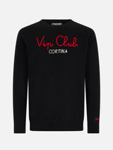 Maglione nero da uomo Heron con ricamo Vip Club Cortina | VIP CLUB CORTINA SPECIAL EDITION