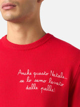 Maglione rosso da uomo Heron con ricamo Anche questo Natale... | VACANZE DI NATALE EDIZIONE SPECIALE