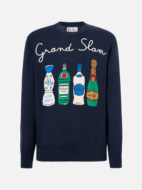 Navy blue crewneck Heron with Grand Slam embroidery