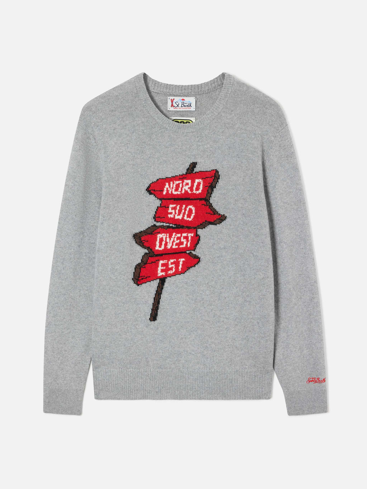 Pull col rond Grey Heron en maille avec intarsia Nord Sud Ovest Est | Special edition 