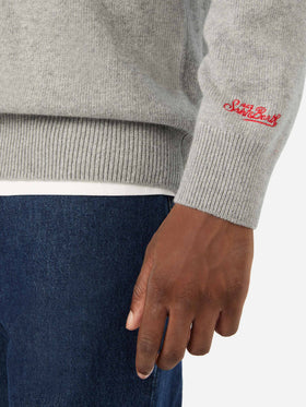 Grey Heron Rundhals-Strickpullover mit Nord Sud Ovest Est Intarsie | Special edition 