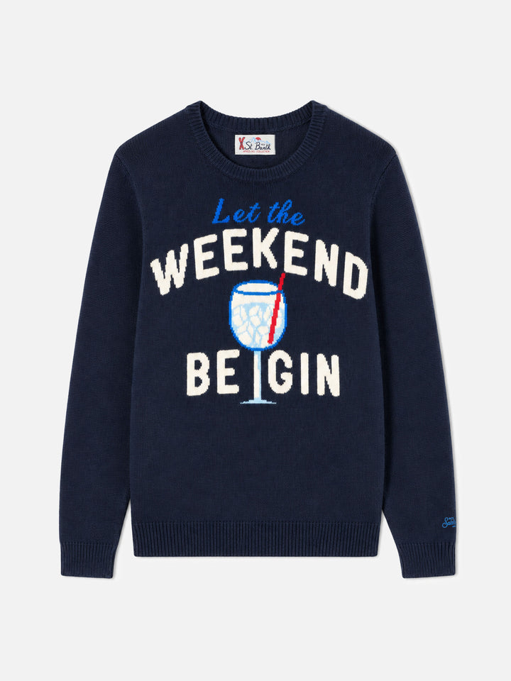 Maglione Heron blu navy con jacquard Weekend Be Gin