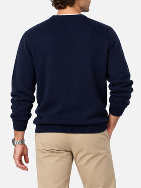 Maglione Heron blu navy con jacquard Weekend Be Gin