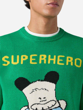 Heron sweater in green with Hello Spank jacquard | HELLO SPANK SPECIAL EDITION