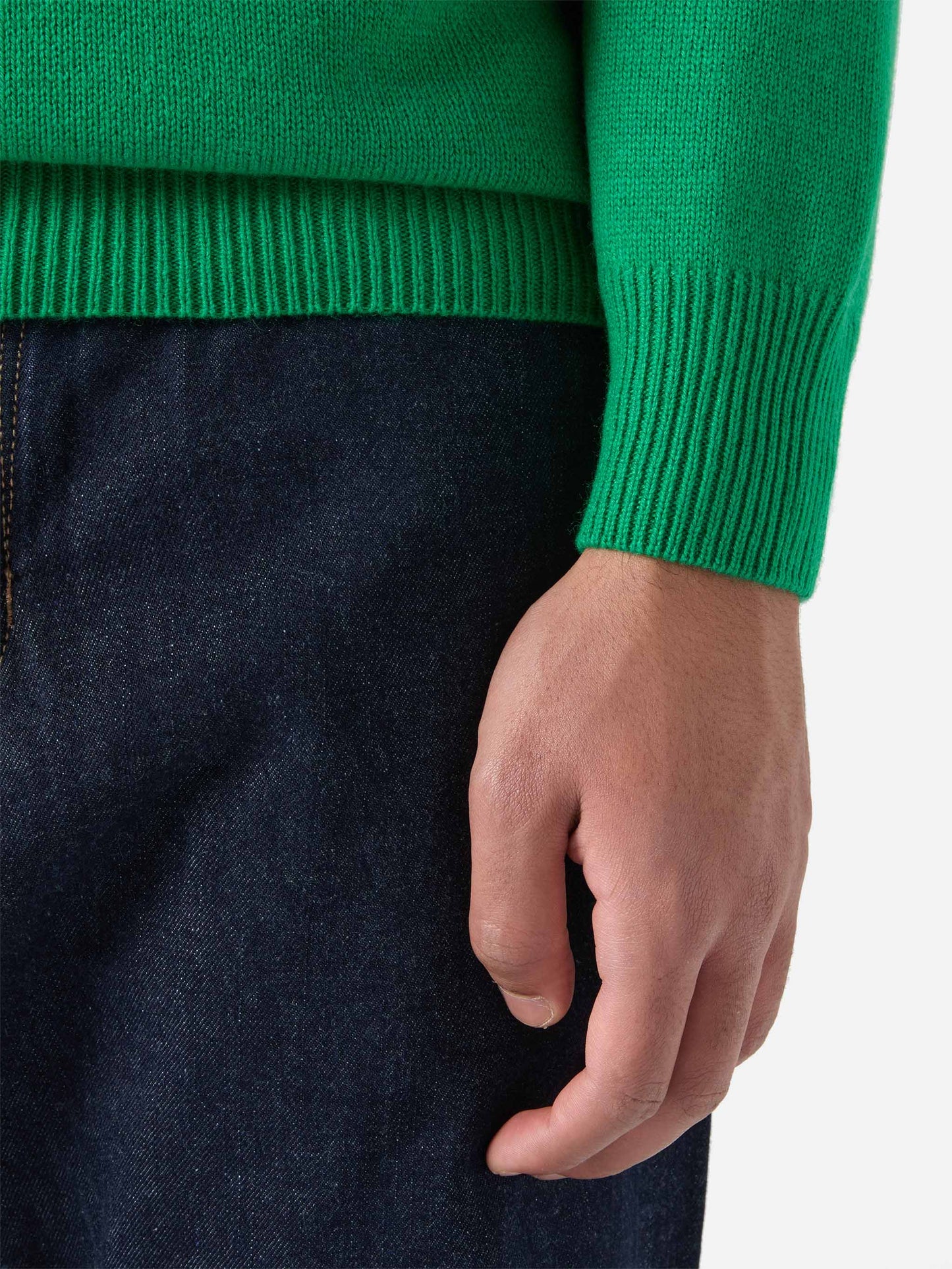 Heron sweater in green with Hello Spank jacquard | HELLO SPANK SPECIAL EDITION