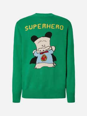 Heron sweater in green with Hello Spank jacquard | HELLO SPANK SPECIAL EDITION