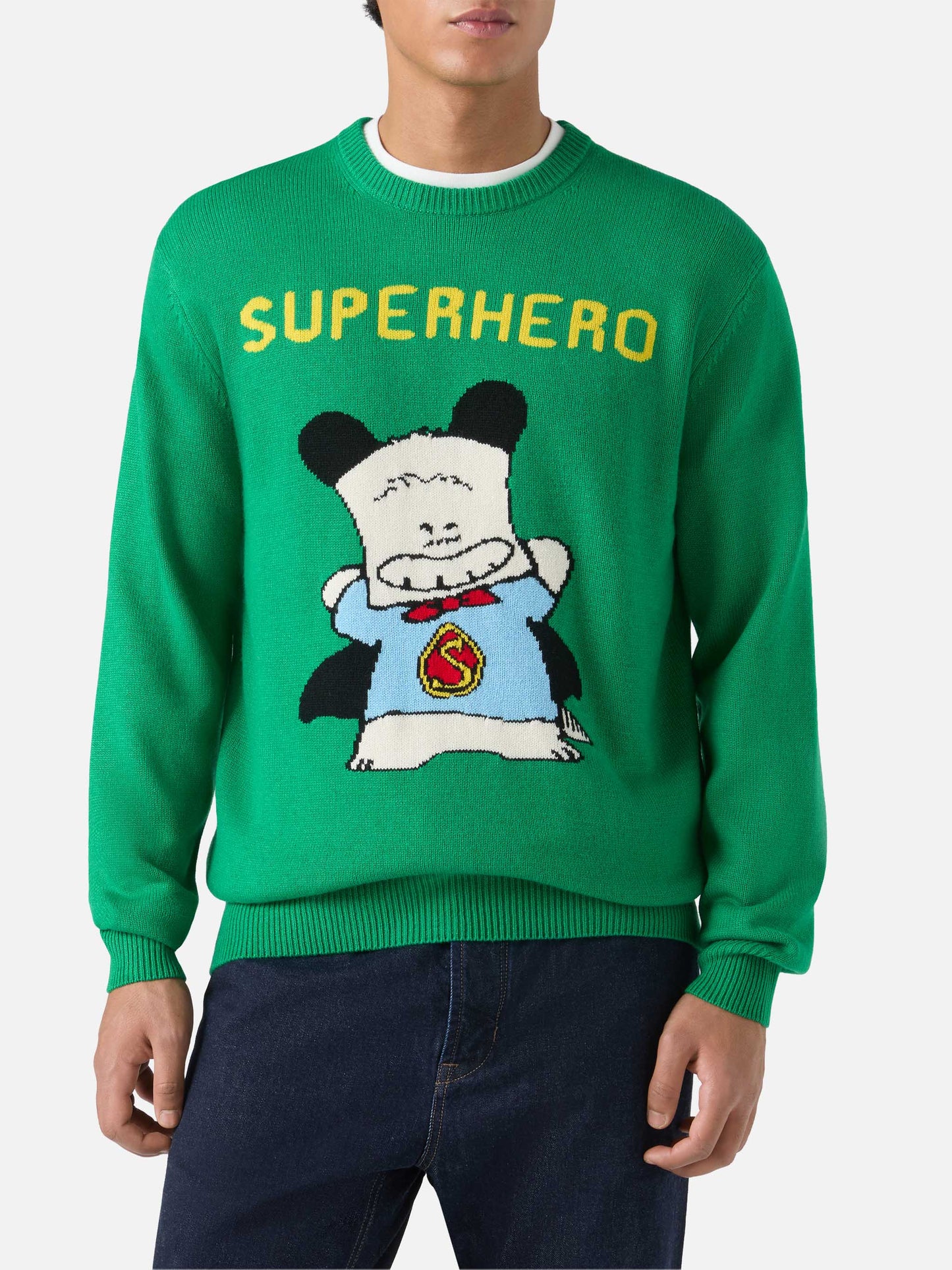 Maglione Heron in verde con jacquard Hello Spank | HELLO SPANK SPECIAL EDITION