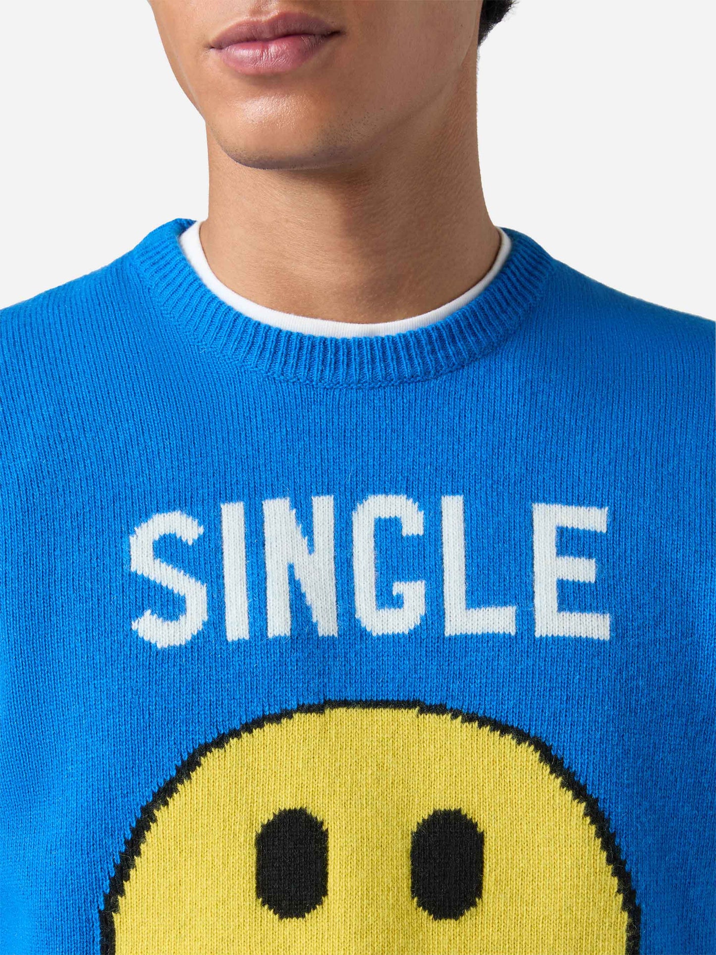 Green crewneck Heron with Single jacquard