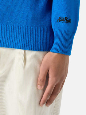 Green crewneck Heron with Single jacquard