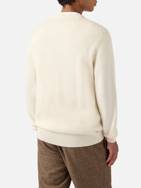 Heron sweater in white with St. Moritz Polo jacquard