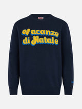 Maglia da uomo blu Heron con stampa logo jacquard Vacanze di Natale | VACANZE DI NATALE EDIZIONE SPECIALE