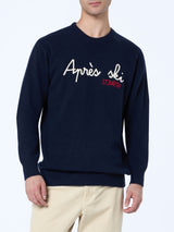 Maglione da uomo blu Heron con ricamo St. Barth apres ski