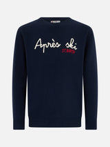 Maglione da uomo blu Heron con ricamo St. Barth apres ski