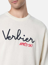 Weißer Herrenpullover Heron mit Verbier Après-Ski-Stickerei