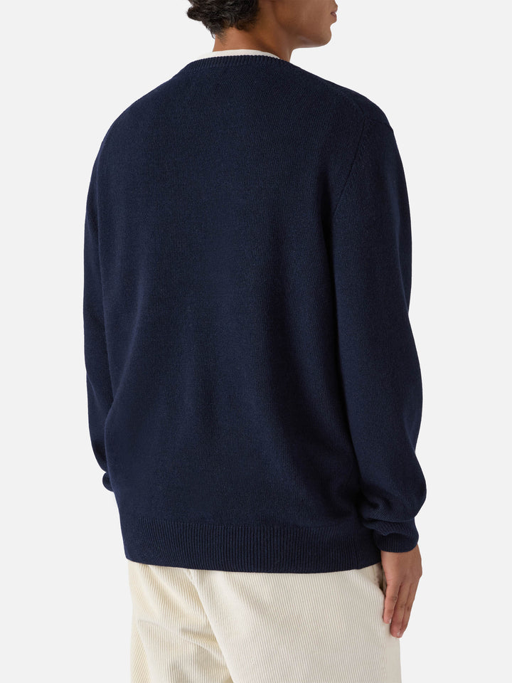 Girocollo Heron blu navy con jacquard Gin tonic addicted