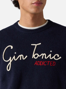 Navy blue crewneck Heron with Gin Tonic Addicted embroidery