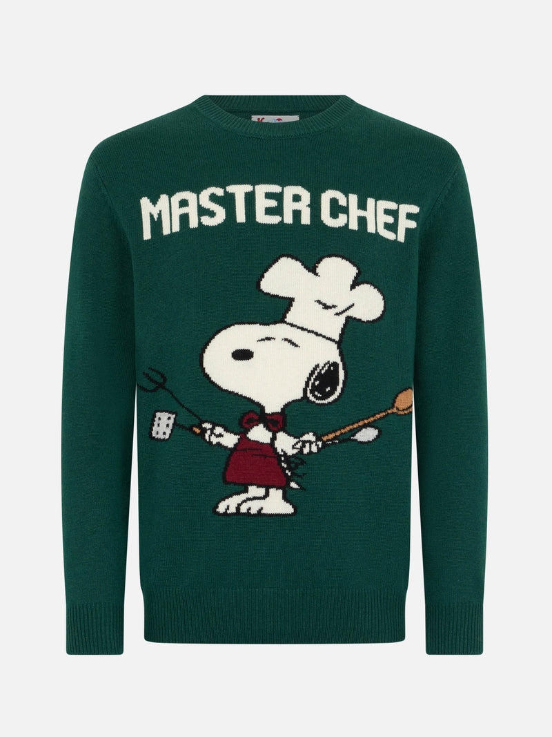 Grüner Herrenpullover Heron mit Snoopy Meisterkoch | SNOOPY PEANUTS SPECIAL EDITION