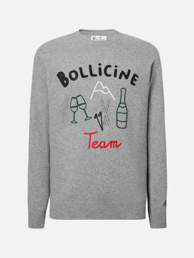 Grey sweater Heron with Bollicine team embroidery