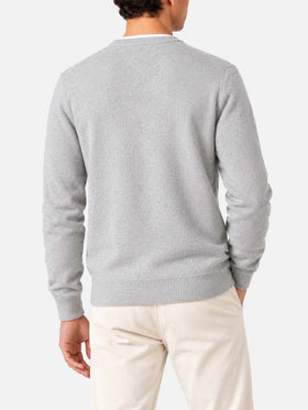Maglione Heron grigio chiaro melange con jacquard bicchiere St. Barth Spritz