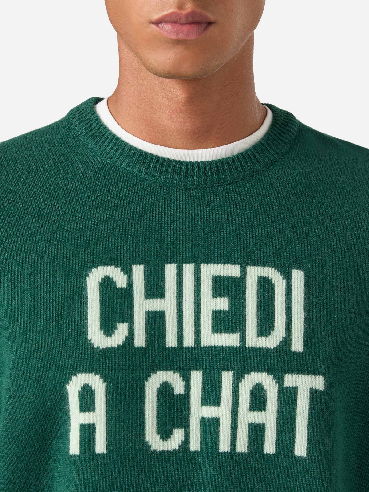 Jersey de cuello redondo Green Heron con intarsia Chiedi A Chat 