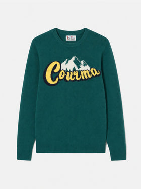 Grey Heron crewneck sweater with Courmayeur mountains jacquard