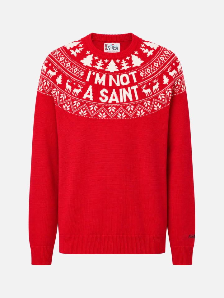 Red Heron crewneck sweater with reindeer jacquard